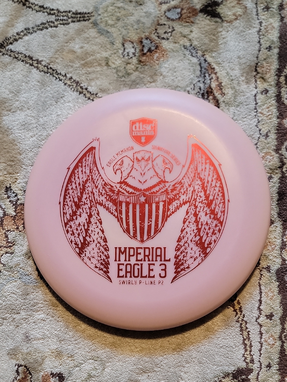 Discmania Imperial Eagle 3 Glow Pink Innova Made Disc Swirly P-line 171 Grams